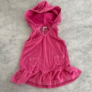Pink Hooded Swim Coverup Dress